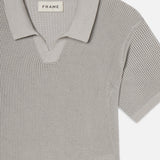 FRAME - Open Weave Polo Sweater -- Grey Blue