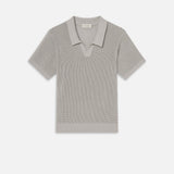 FRAME - Open Weave Polo Sweater -- Grey Blue