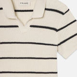 FRAME - Striped Polo Sweater -- Black Stripe