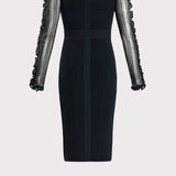 Herve Leger - LONG SLEEVE SWEETHEART MIDI DRESS WITH RUFFLES