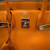 Hermès Orange Birkin 30 Bag in Swift Leather With Palladium Hardware