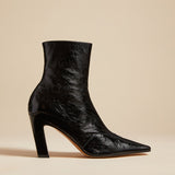 The Nevada Stretch High Boot in Black Crinkled Leather