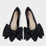 Loeffler Randall - Noa Black Moiré Bow Flat