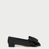 Loeffler Randall - Noa Black Moiré Bow Flat