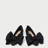 Loeffler Randall - Noa Black Moiré Bow Flat