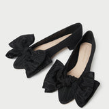 Loeffler Randall - Noa Black Moiré Bow Flat