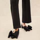 Loeffler Randall - Noa Black Moiré Bow Flat