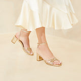 Roeffler Randall - Olivia Champagne Knot Mid-Heel Sandal