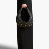 Khaite - Medium Olivia Hobo in Black Pebbled Leather with Grommets