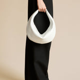 The Olivia Hobo in Optic White Crackle Patent Leather