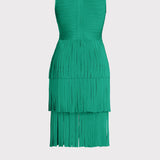 Herve Leger - V NECK FRINGED MIDI DRESS