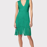 Herve Leger - V NECK FRINGED MIDI DRESS