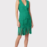 Herve Leger - V NECK FRINGED MIDI DRESS