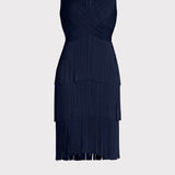 Herve Leger - V NECK FRINGED MIDI DRESS