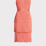 Herve Leger - V NECK FRINGED MIDI DRESS