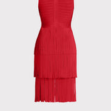 Herve Leger - V NECK FRINGED MIDI DRESS