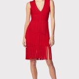 Herve Leger - V NECK FRINGED MIDI DRESS