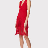 Herve Leger - V NECK FRINGED MIDI DRESS