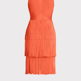 Herve Leger - V NECK FRINGED MIDI DRESS