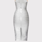 Herve Leger - FOIL STRAPPY SWEETHEART MIDI DRESS