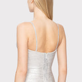 Herve Leger - FOIL STRAPPY SWEETHEART MIDI DRESS