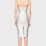 Herve Leger - FOIL STRAPPY SWEETHEART MIDI DRESS