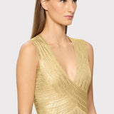 Herve Leger - V NECK FOIL FRINGE MIDI DRESS