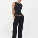 St. Agni - Low Waist Raw Edge Pants - Black