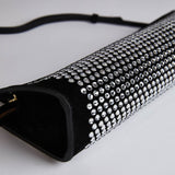 MANU ATELIER - Pencil Box Black Suede with Crystals