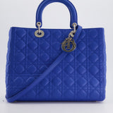 Christian Dior Blue Large Lady Dior Bag with Silver Hardware