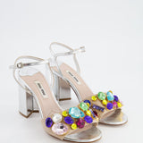 Miu Miu Silver Sandals with Crystal Embellishment Size EU 36