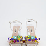 Miu Miu Silver Sandals with Crystal Embellishment Size EU 36