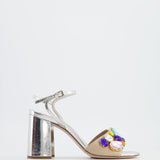 Miu Miu Silver Sandals with Crystal Embellishment Size EU 36