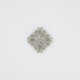 Chanel Silver Brooch with Logo and Crystal Details