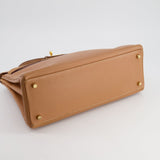 Hermès Vintage Kelly Bag 32cm in Gold Courchevel Leather with Gold Hardware