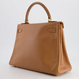 Hermès Vintage Kelly Bag 32cm in Gold Courchevel Leather with Gold Hardware