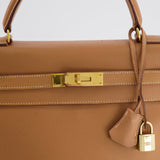 Hermès Vintage Kelly Bag 32cm in Gold Courchevel Leather with Gold Hardware