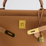 Hermès Vintage Kelly Bag 32cm in Gold Courchevel Leather with Gold Hardware