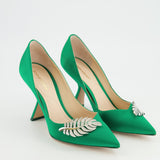 Nicholas Kirkwood Green Monstera Satin Heels Size 38 RRP £485