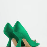 Nicholas Kirkwood Green Monstera Satin Heels Size 38 RRP £485