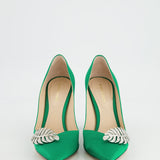 Nicholas Kirkwood Green Monstera Satin Heels Size 38 RRP £485