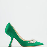 Nicholas Kirkwood Green Monstera Satin Heels Size 38 RRP £485