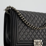 Chanel Black Large Boy Bag in Lambskin Leather with Ruthenium Hardware