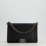 Chanel Black Large Boy Bag in Lambskin Leather with Ruthenium Hardware