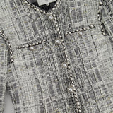 Chanel White and Black Runway Tweed Jacket with Pearl Detail FR 42 (UK 14)