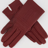 Hermès Burgundy Gloves Stitching Lambskin Leather Size 7