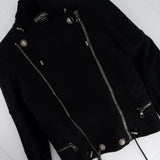 Balmain Black Bomber Shoulder Padded Jacket with Silver Button Detailing FR 36 (UK 8)