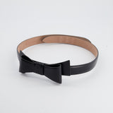 Alaïa Black Leather Belt with Bow Detail  Size 70cm