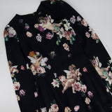 Dolce Gabbana Black Cherub and Rose Print Midi Dress IT 36 (UK 4)