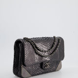 Chanel Metallic Black Python Small Single Flap Bag with Ruthenium Textured Hardware